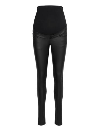 Vmmseven Ss Smooth Coated Pants Noos Bottoms Trousers Slim Fit Trousers Black Vero Moda Maternity