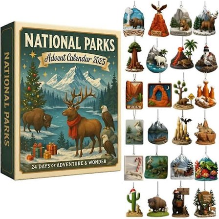 Nationalpark Blind Box Kalender, Adventshelg Blind Box, Julgransdekoration, Akrylhänge, Samlarprydnad