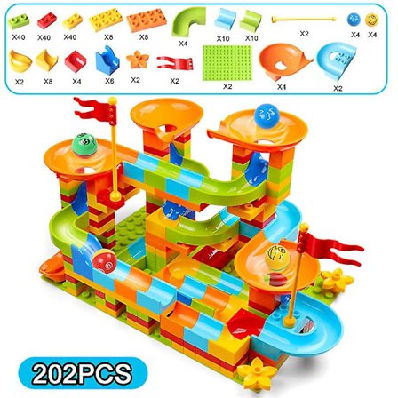 Stor størrelse kuglebane blokke labyrint kugle bane blokke plastik tragt rutsche samling DIY klodser børn gave db