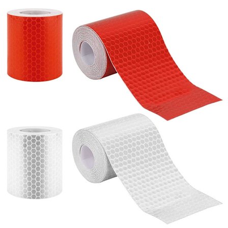 Selvklæbende refleksbånd, advarselstape, til gulvmarkering, biler, 4 stk., rød, hvid
