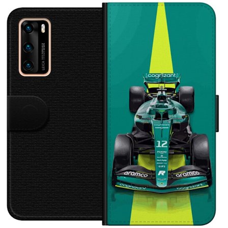 Yhteensopiva Lompakkokotelo Huawei Huawei P40 Aston Martinin Formula 1 -auto vihreässä kilpailumuotoilussa, jossa on moderni studiosentuntma
