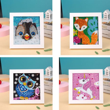 Fire pakker pingvin/enhjørning/ugle/rev barn DIY 5D diamantmaleri b