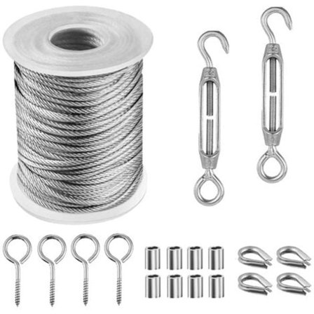 Rustfritt stål vaier, Hengende rustfritt stål vaier, Utendørs klesline, Utendørs stål klesline, Utendørs vaier, Klesline (15M)