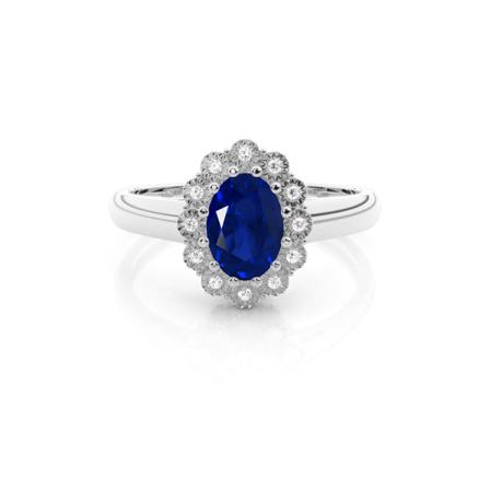 Bague De Fiancailles Ovale Saphir Bleu
