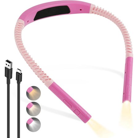 Oppgradert LED-leselys for nakken, nattleselys, 3 myke farger for øynene, oppladbart leselys