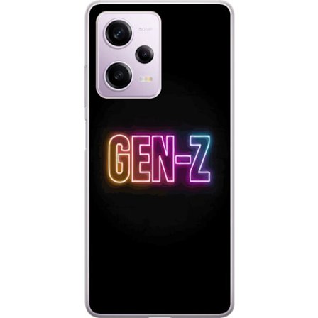 Yhteensopiva Puhelinkuori Xiaomi Xiaomi Redmi Note 12 Pro Neontext Gen Z värikkäässä valossa tummaa taustaa vasten modernissa digitaalisessa tyyli