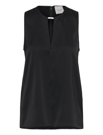 Drapey Satin Ns Metal Blouse Black Calvin Klein