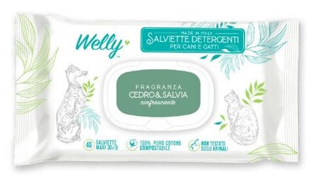 Welly Salviette Detergenti Rinfrescanti Cedro & Salvia Per Cani E