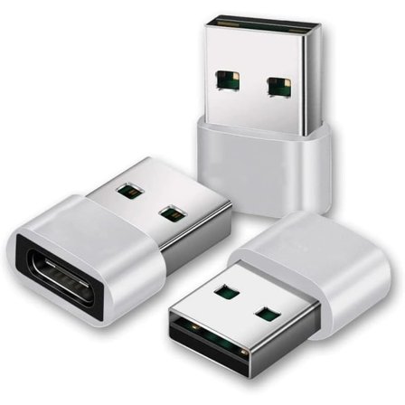 USB til USB-C Adapter [3-pakning], USB Adapter, USB A til USB C, iPhone Ladekontakt, USB C Kontaktkonverter for iPhone