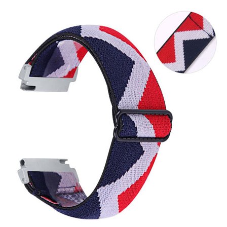 20mm Samsung Galaxy Watch 3 (41mm) / Watch Active / Gear S2 elastic pattern watch band - Blue / White / Red Zig-zag