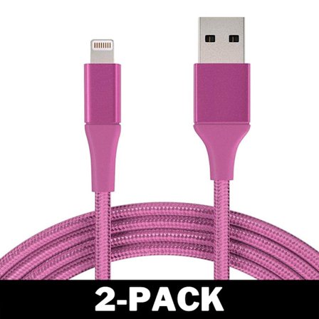 1M Kabel iPhone Laddare Nylon Quick Charge Rosa