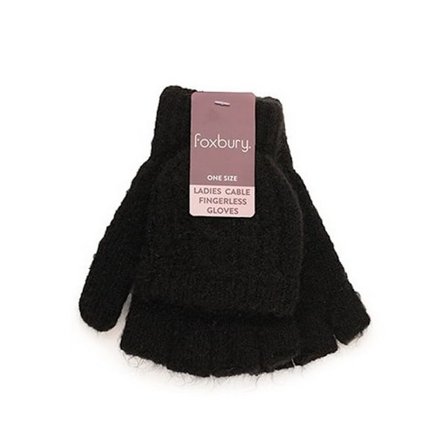 Foxbury Dam- & Damernas Kabel Fingerlösa Vantar Storlek One Svart