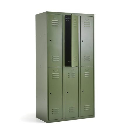 Lokerokaappi CAMPUS, 3 osaa, 6 ovea, 1800x900x500 mm, oliivinvihreä