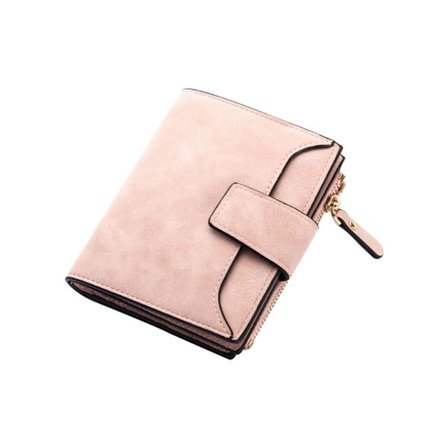 Damepung RFID-beskyttet ægte læder bifold pung dame lynlås møntpung til ID-mønter pengesedler betalingskort rejsekort