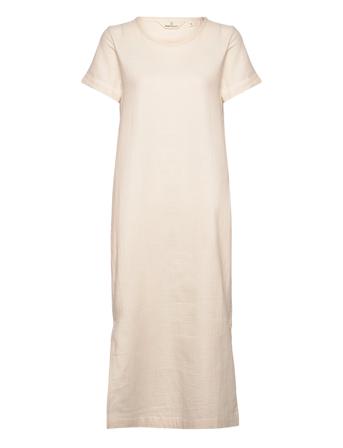 Rebekka Dress G Gots Knælang Kjole Beige Basic Apparel