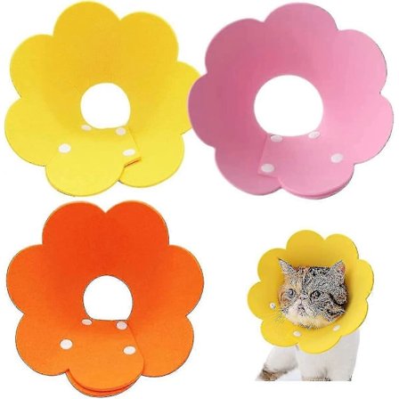 Beskyttelseskrage for kjæledyr, myk beskyttelseskrage for hund og katt, 3 stk justerbar kjeglekrage for hund, sårlekkingsbeskyttelse, anti-bi db