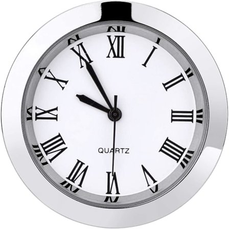 1-1/2 Tommer (37 mm) Rund Quartz Ur Indsats Med Romertal Passer Til 35 mm Diameter Hul (sølvfarvet Bezel)