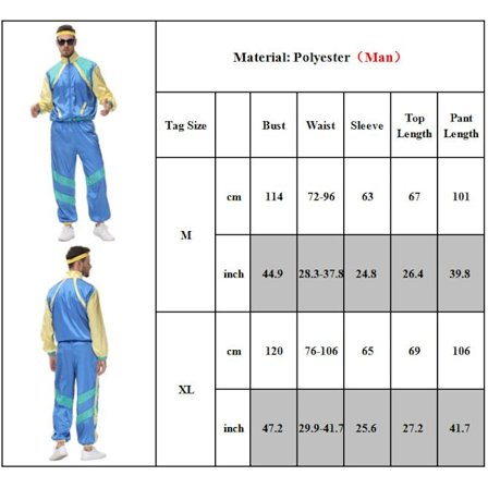 80'er kostume Retro træningsoverall Hip Hop kostume fest til mænd kvinder V