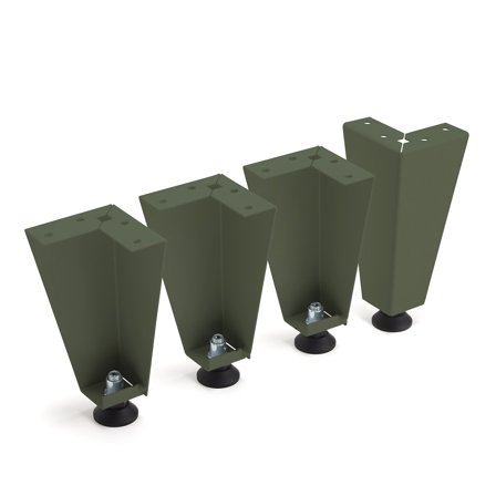 Leg set for locker CAMPUS, adjustable feet, 150 mm, olive green