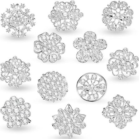12 st Kristallknappbroscher, Rhinestone-knappar Scarves Spänne Blommiga Broscher Nål Rhinestone Kit Dekoration