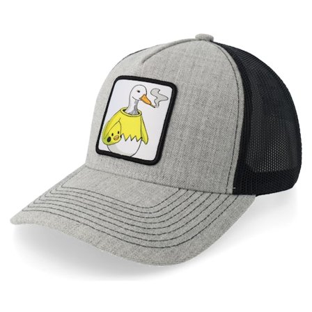BOOM - Grey - trucker - Cap - Silly Goose Smoke Patch Heather Grey A-frame Trucker - Hatstore
