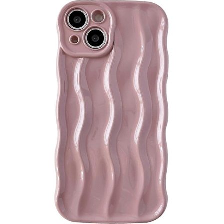 Vandbølge Mønster Krøllet Bølge Ramme Blød Kompatibel med iPhone Case (Pink, iPhone 15)