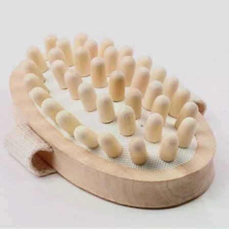 Massagebadebørste, eksfolierende træbørste til fødder og ben, forbedrer blodcirkulationen