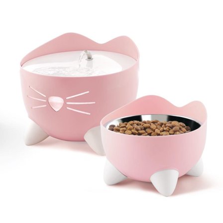 Catit Pixi Sett med Vannfontene og Matskål - Rosa