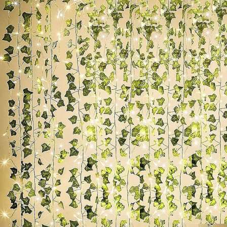 12-pakke Kunstig Eføy Girlander Kunstige Planter 25,6m 84ft Vine 120led