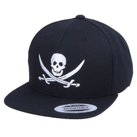 Kiddo Cap - Svart snapback Keps - Kids Jolly Roger Pirate Black Snapback @ Hatstore