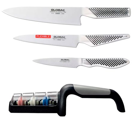 Global Knivset 3 delar + knivslip - Köp Global-knivar och tillbehör hos Bagaren och Kocken | Matlagning > Köksknivar > Knivset | Bagaren och Kocken