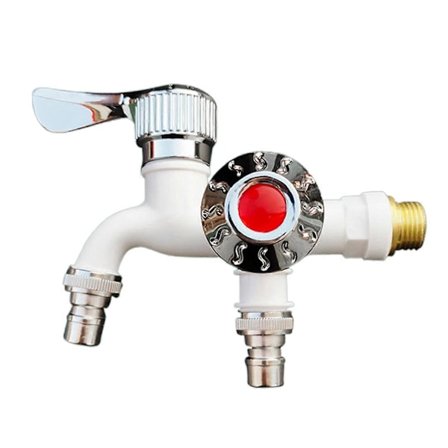 Multifunktionel vandhane til køkken med dobbelt vandudtag og dobbelt kontrol, hvid