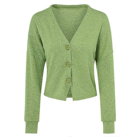 Bomulls V-hals Dame Mote Design Løs Ensfarget Casual Cardigan 15 Farger