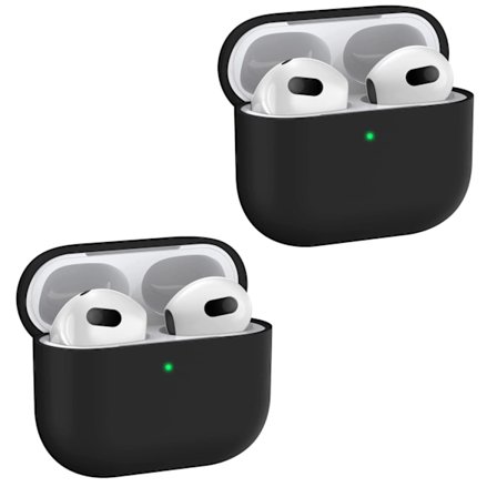 2x Svart Apple AirPods 3-deksel silikonbeskyttelsesdeksel for AirPods 3