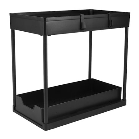 Justerbar höjd under diskhoorganisatör under diskho och förvaring 2-nivå under skåpsförvaring badrum