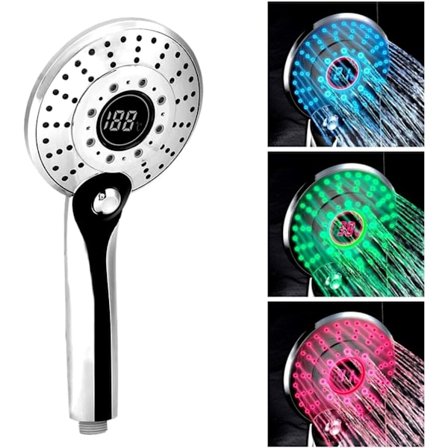 LED Dusjhode, 3 Farger Håndholdt LED Dusjhode, Temperatur