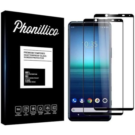 Härdat glas - Phonillico - Sony Xperia 5 II - Pack med 2 - Repfritt - Transparent med svart kant