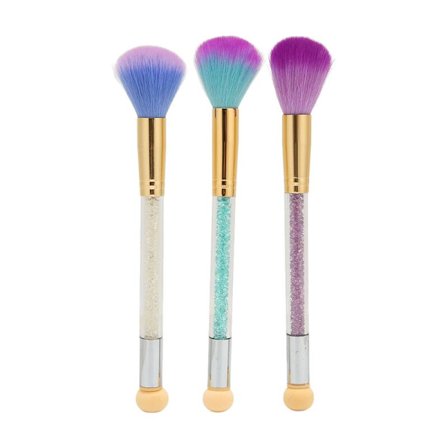 3 stk Dobbeltsidet Neglekunst Støv Pudder Fjernelsesbørste Rundt Hoved Høj Elasticitet Lag Let at Farve