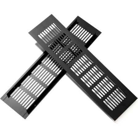 Ventilationsgaller i aluminium 25x8cm Svart, 2 Stycken för Garderob & Rumsluftflöde