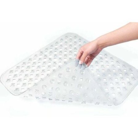 Dusjmatte, 53x53cm sklisikker badematte, firkantet sklisikker dusjmatte med sugekopper, sklisikker matte, maskinvaskbar, transparent