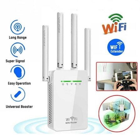 WiFi Repeater, WiFi Forstærker, Kraftig 2.4GHz WiFi Booster til Dit Hjem, Kompatibel med Alle Routere