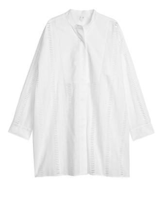 ARKET | Embroidered Poplin Shirt | White | 34