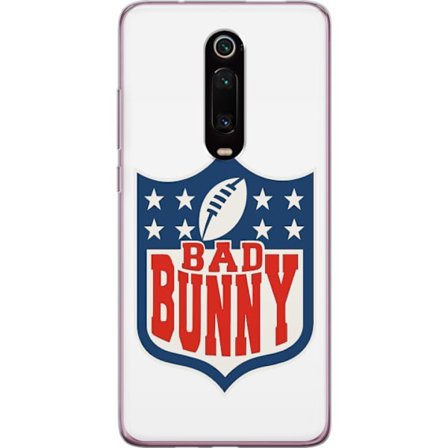Kompatibelt Mobildeksel til Xiaomi Mi 9T Pro Bad Bunny rød grafisk plakat med portrett og typografi i latinamerikansk popdesign