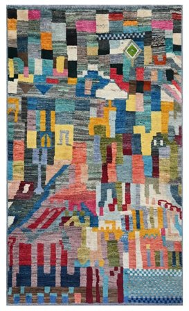 Hand Knotted Moroccan Berber - Afghanistan 112X192 Wool Rug Dark Grey/Black Small