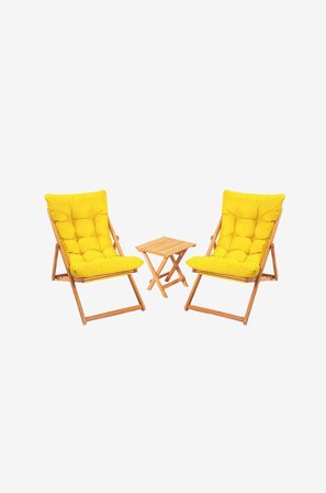 Hanah Home - Trädgårdsset med bord och stolar (3 delar) - Alen - Gul - Loungemöbler - Från Homeroom