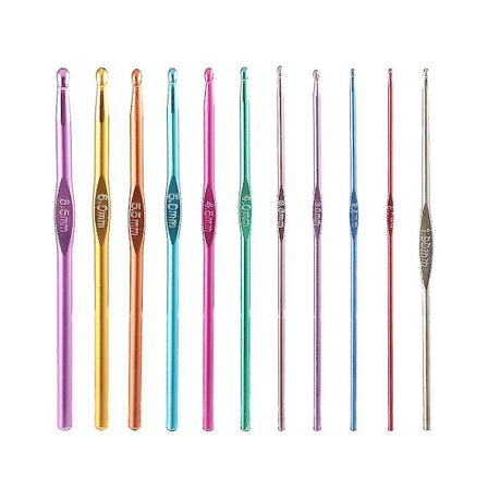 22 stk. Flerfarget Aluminium Heklenålsett Garn