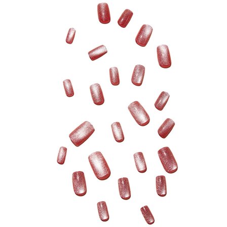 24 stk. Lyserøde Cat Eye Press-on Negle, Fuld Dækning, Falske Negle til Kvinder