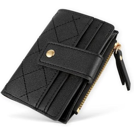 Small Wallet for Women Bifold Zipper Card Holder Small Black Wallets Ladies Purses Coin with ID Window Leather Pocket Card Wallet