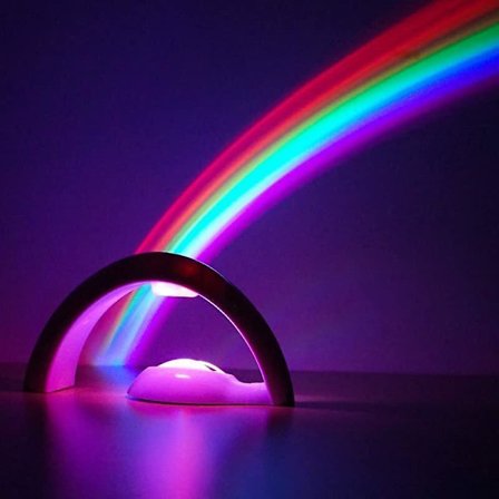 Neon LED Rainbow Led Lights - Rainbow Maker Rainbow Projector Lamp med 5 LED-lampor, Rainbow Night Light Projector för sovrum och barn gåva - Vit