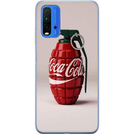 Yhteensopiva Puhelinkuori Xiaomi Xiaomi Redmi Note 9 4G Taiteellinen kuva Coca Cola -granaatista punaisena ja vihreänä, pop-art-inspiroitu motiivi l